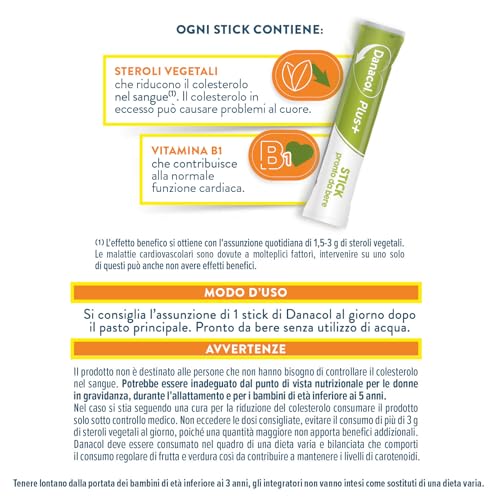Detalle de Danacol Plus + Integratore Alimentare – 30 stick da 15 ml per ridurre il colesterolo