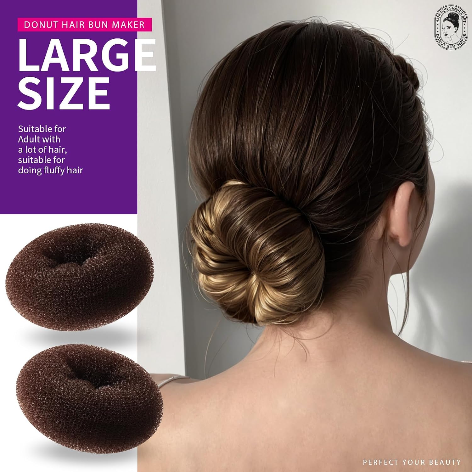 Thumbnail 4 de Teenitor Donut Hair Bun Maker Set 7 Rings