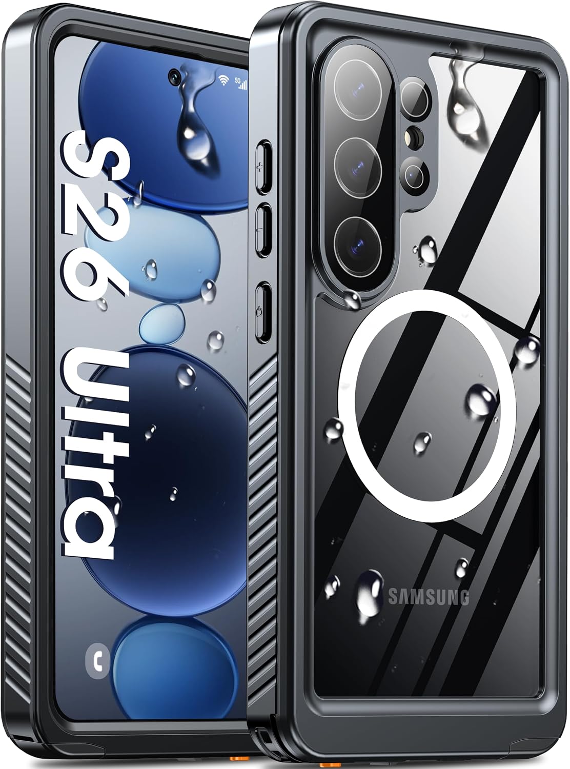 Detalle de Oterkin for Samsung S26 Ultra Waterproof Case with MagSafe, Built-in Screen & Camera Protectors (IP68) – Black