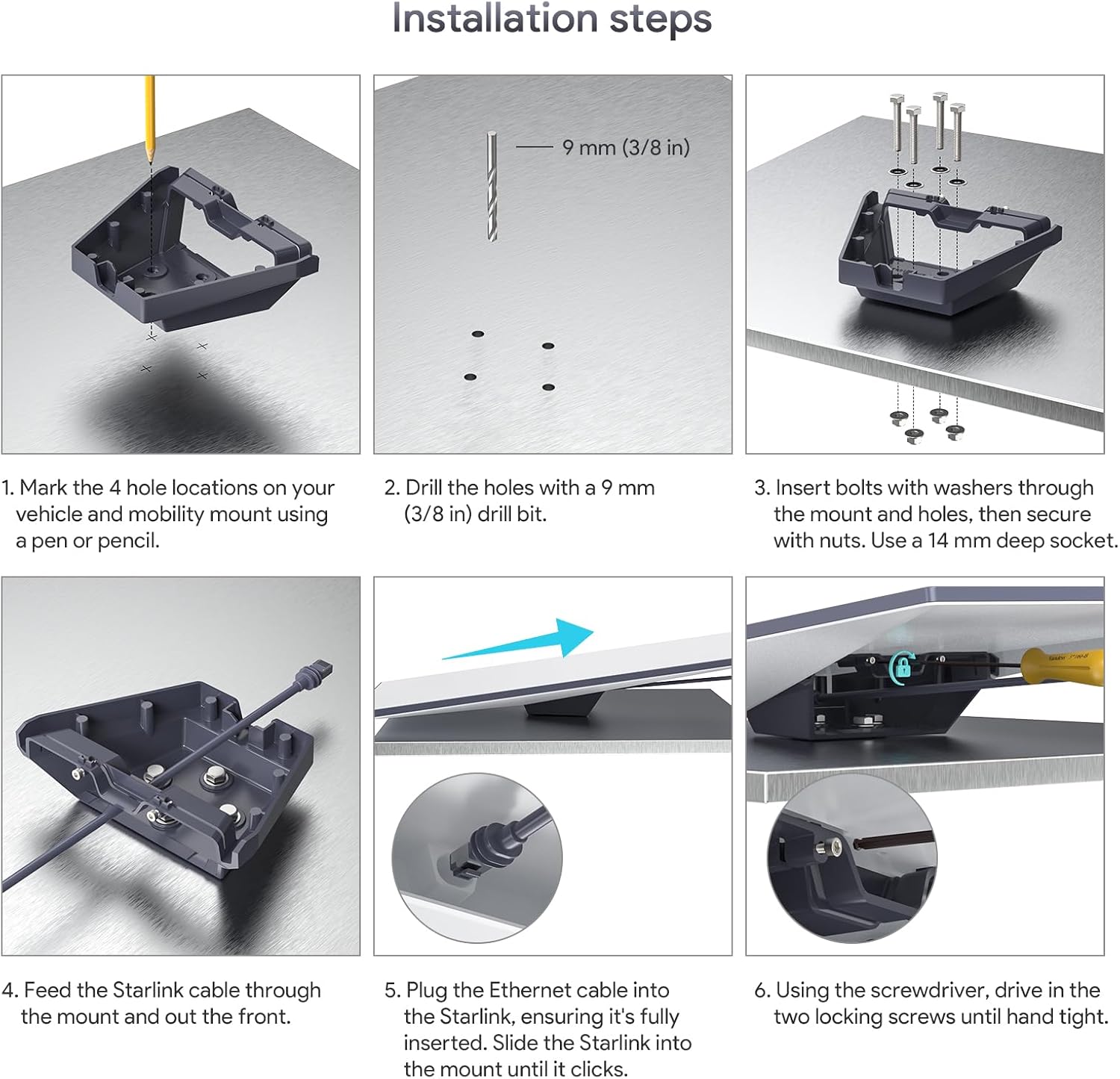 Thumbnail 4 de XLTTYWL SK0092 Starlink Gen 3 Roof Mount, Aluminium with 8° Tilt