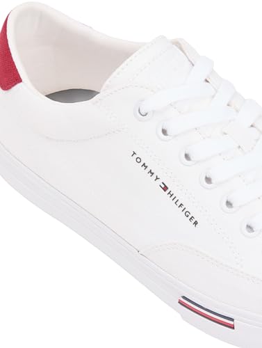 Detalle de Tommy Hilfiger Uomo Vulc Core RWB Lungo Pizzo Cvs FM0FM05813 Basso Top in Bianco