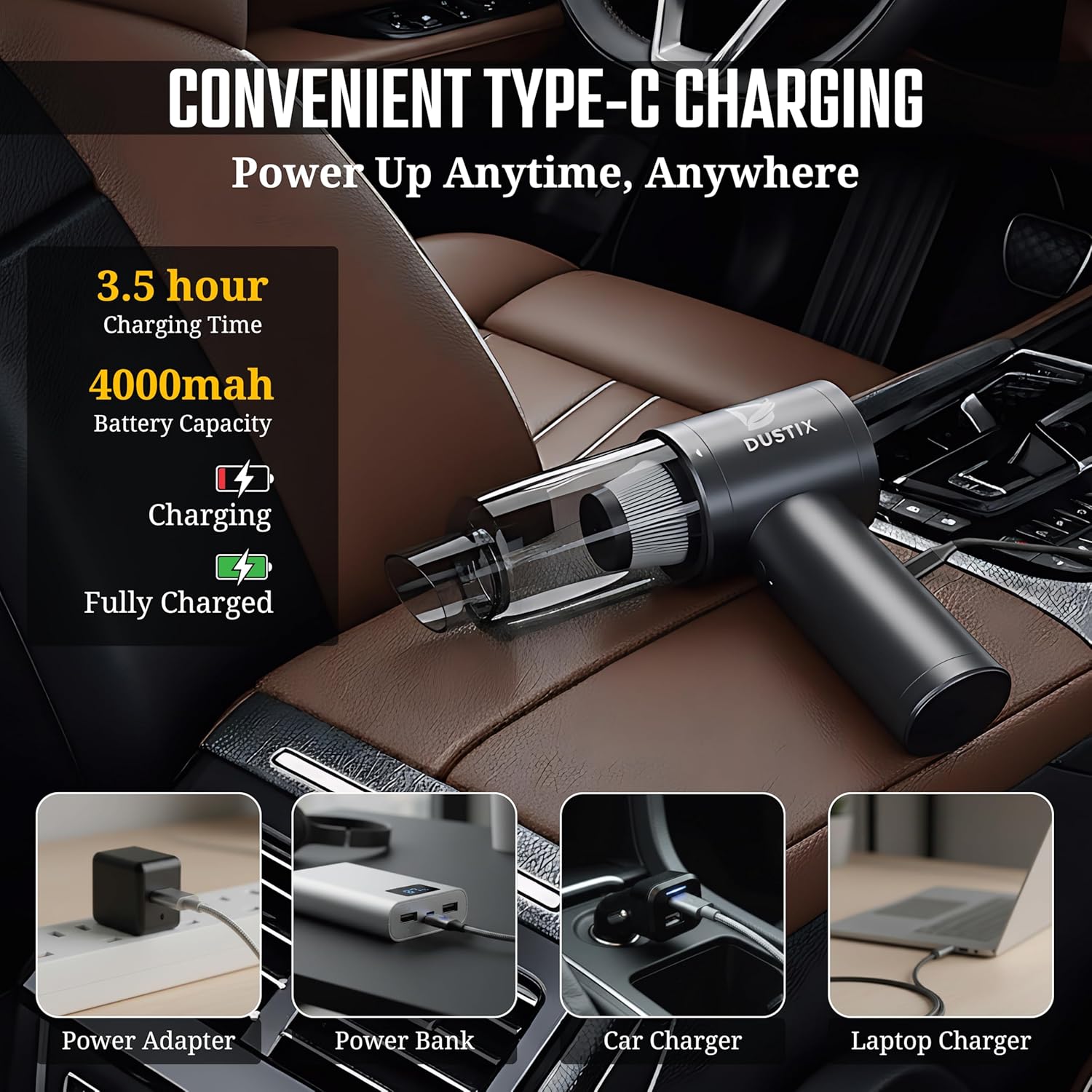 Thumbnail 5 de Car Hoover Cordless Portable 12000Pa: A compact handheld cleaner for quick car cleans