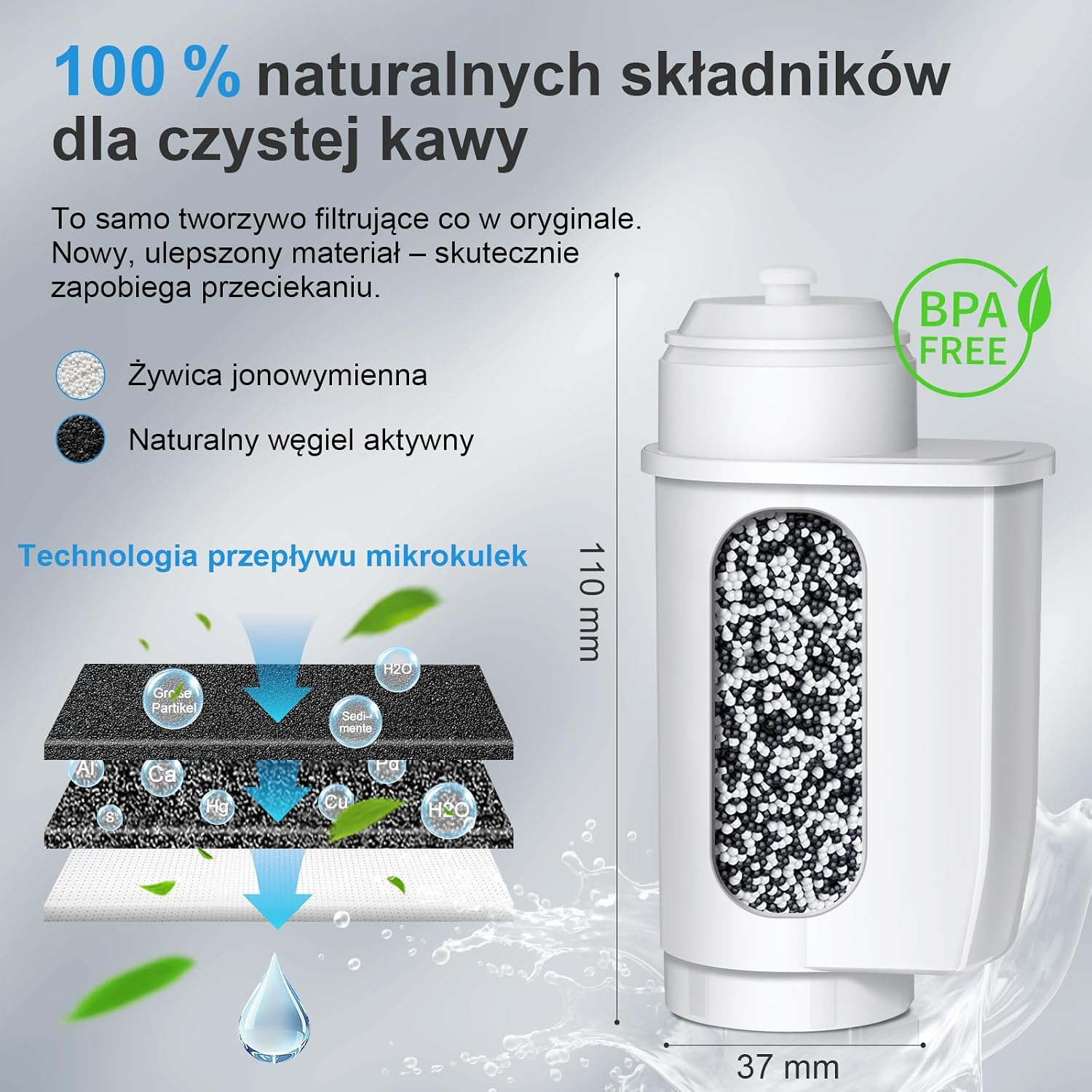 Detalle 2 de Mutital M400 – 6 filtrów wody z węglem aktywnym do ekspresów Siemens i Bosch