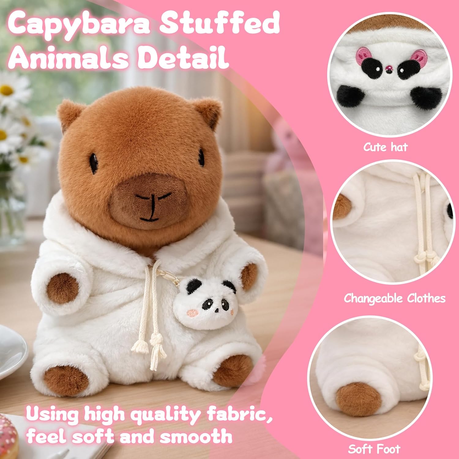 Detalle de TITQWOP 9-pc Capybara Plush Set – Adorable Dress-Up Plush for Kids