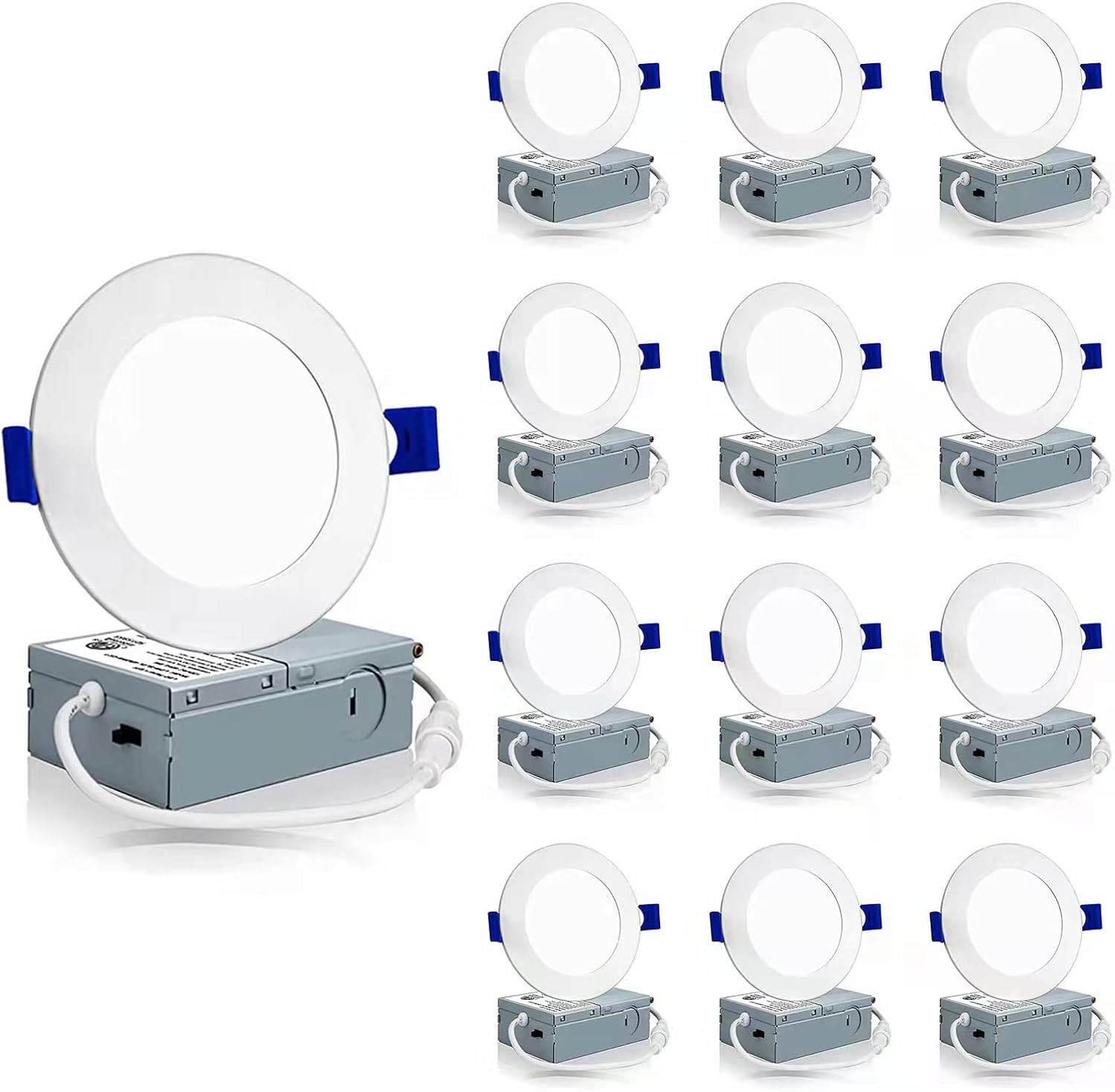Thumbnail 6 de Meconard 12 Pack 6 Inch Ultra-Thin LED Recessed Ceiling Light with Junction Box