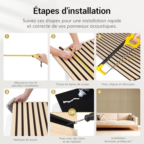 Detalle de TONOR panneaux muraux décoratifs en bois 120 x 60 cm