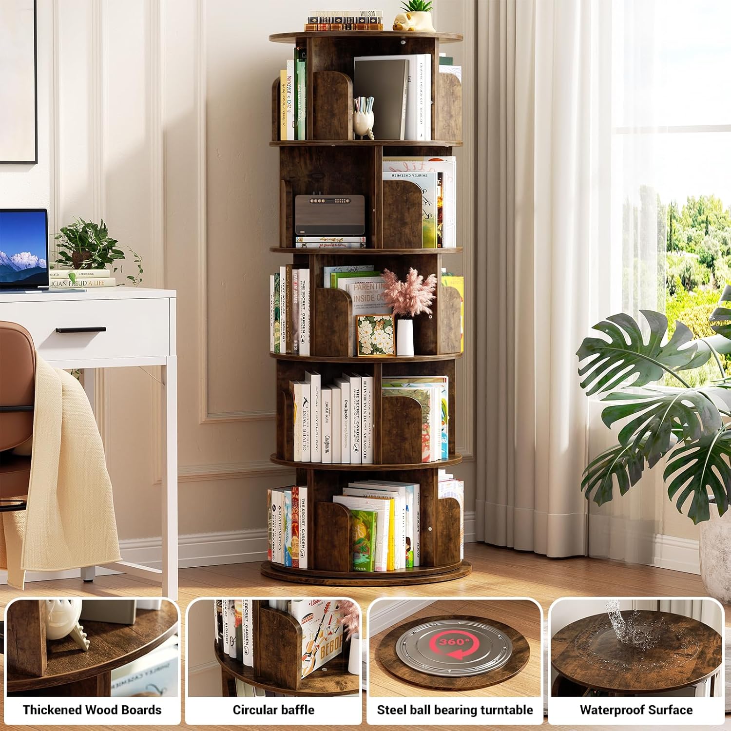 Detalle 2 de Aheaplus Rotating Bookshelf 63.6