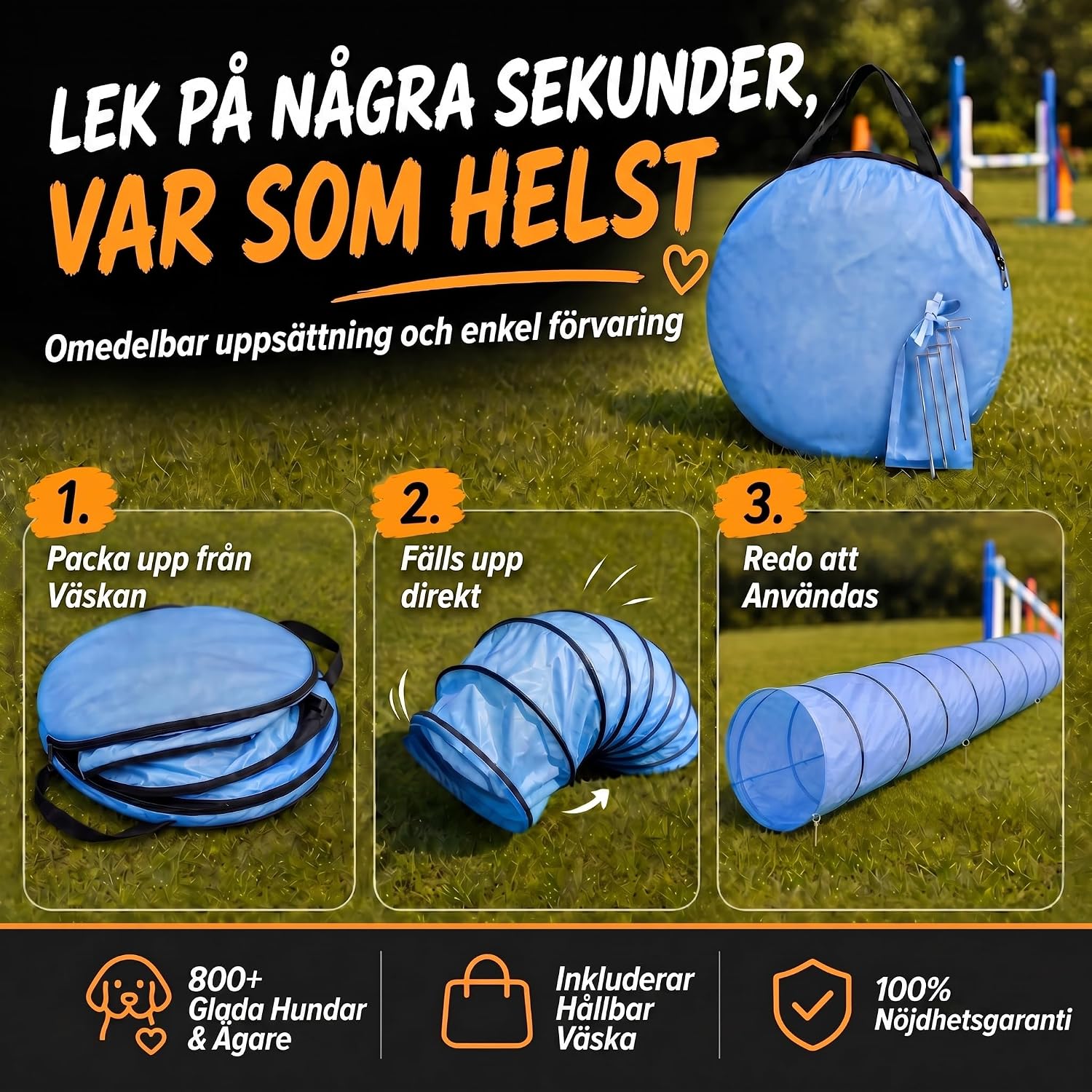 Thumbnail 5 de GOODS+GADGETS Agilitytunnel för hund, 500 x 60 cm, böjbar nylon