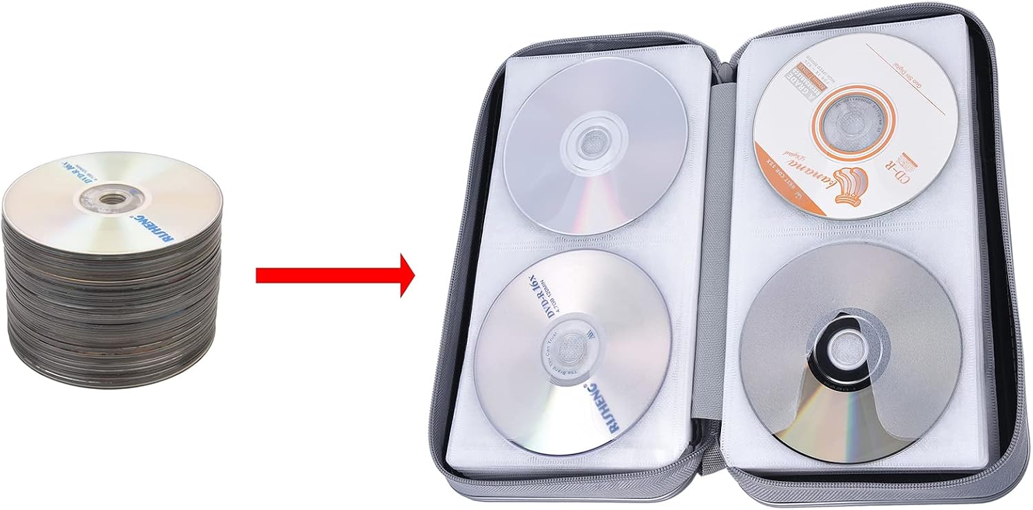 Detalle de DVSICK UENTIP CD Case 96 Capacity: Hard Plastic CD/DVD Wallet
