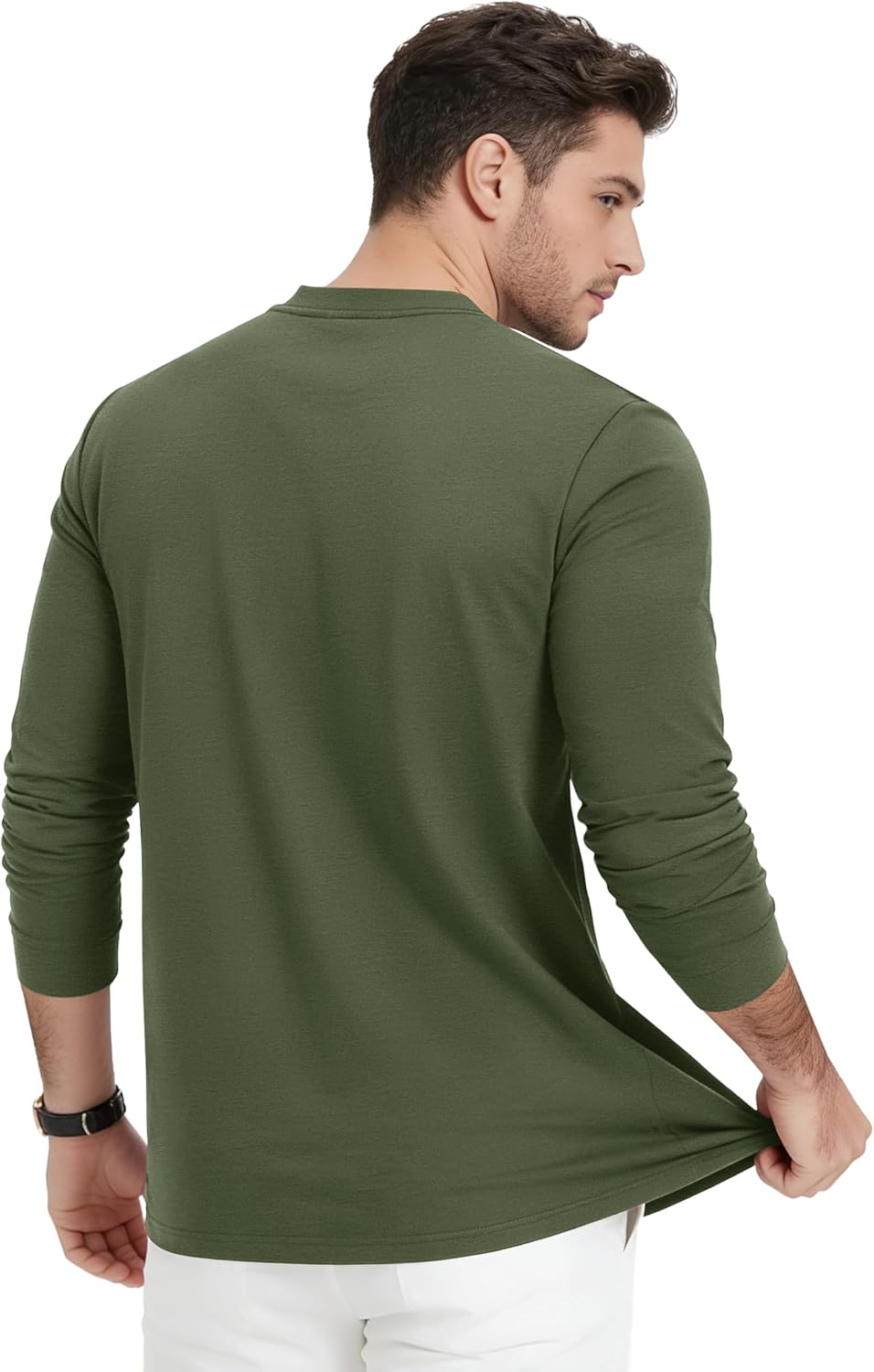 Thumbnail 2 de T-shirt homme Henley manches longues en coton à 3 boutons KEFITEVD