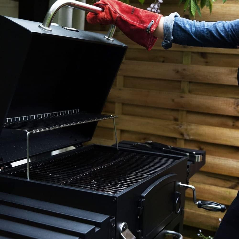 Thumbnail 4 de CosmoGrill Outdoor XL Smoker Charcoal BBQ with Built-in Thermometer, Adjustable Charcoal Pan & Wheels