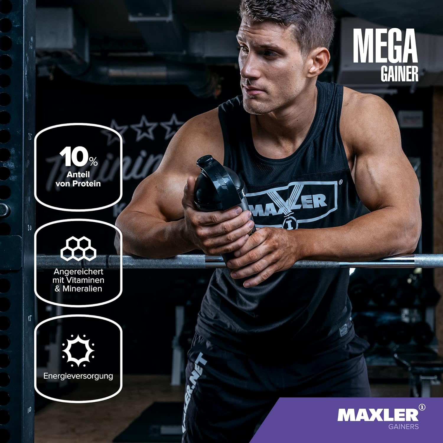 Thumbnail 4 de Maxler Mega Gainer Fraise – gain de poids en poudre (1000 g), protéines + glucides