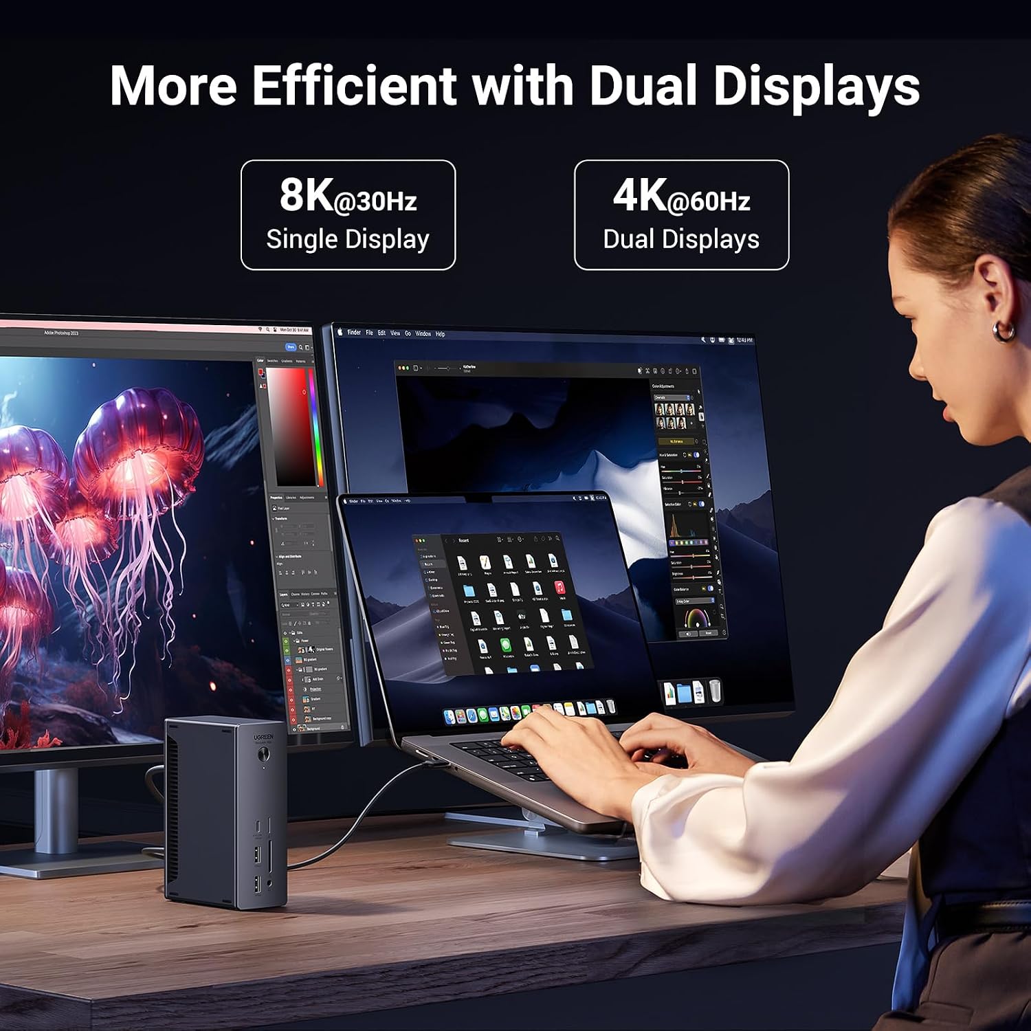 Detalle de UGREEN Revodok Max 213 Thunderbolt 4 Dock 90W