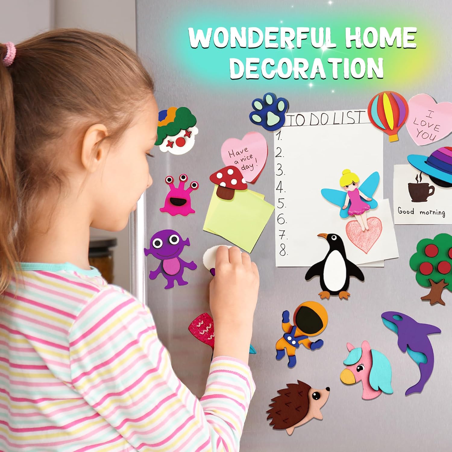 Thumbnail 4 de Byncceh Kit de Peinture Aimant en Bois 40 Pièces – Activité créative pour enfants dès 6 ans