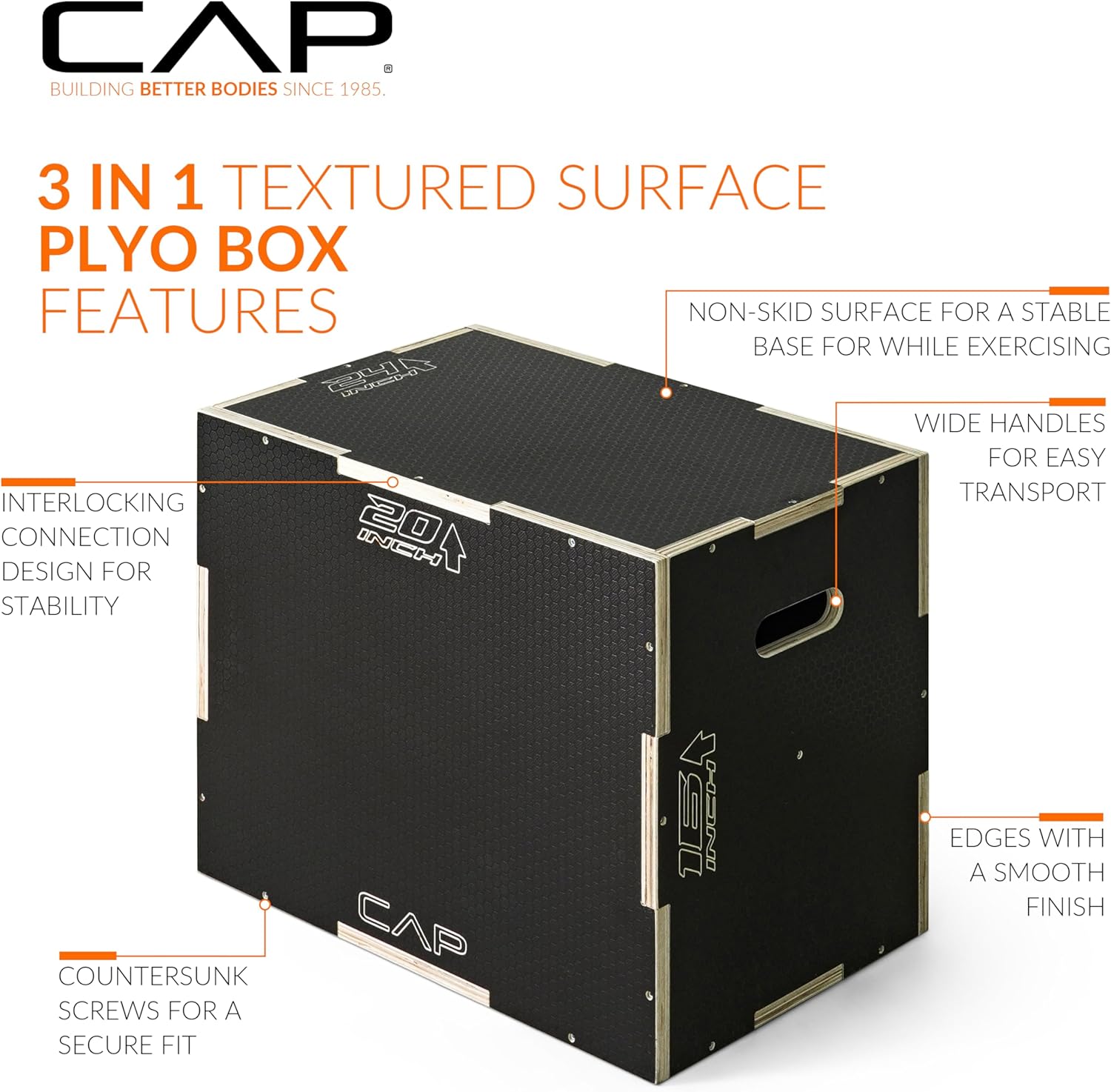 Detalle de CAP Barbell 3-in-1 Plyometric Box 3‑height Plyo Box 🏋