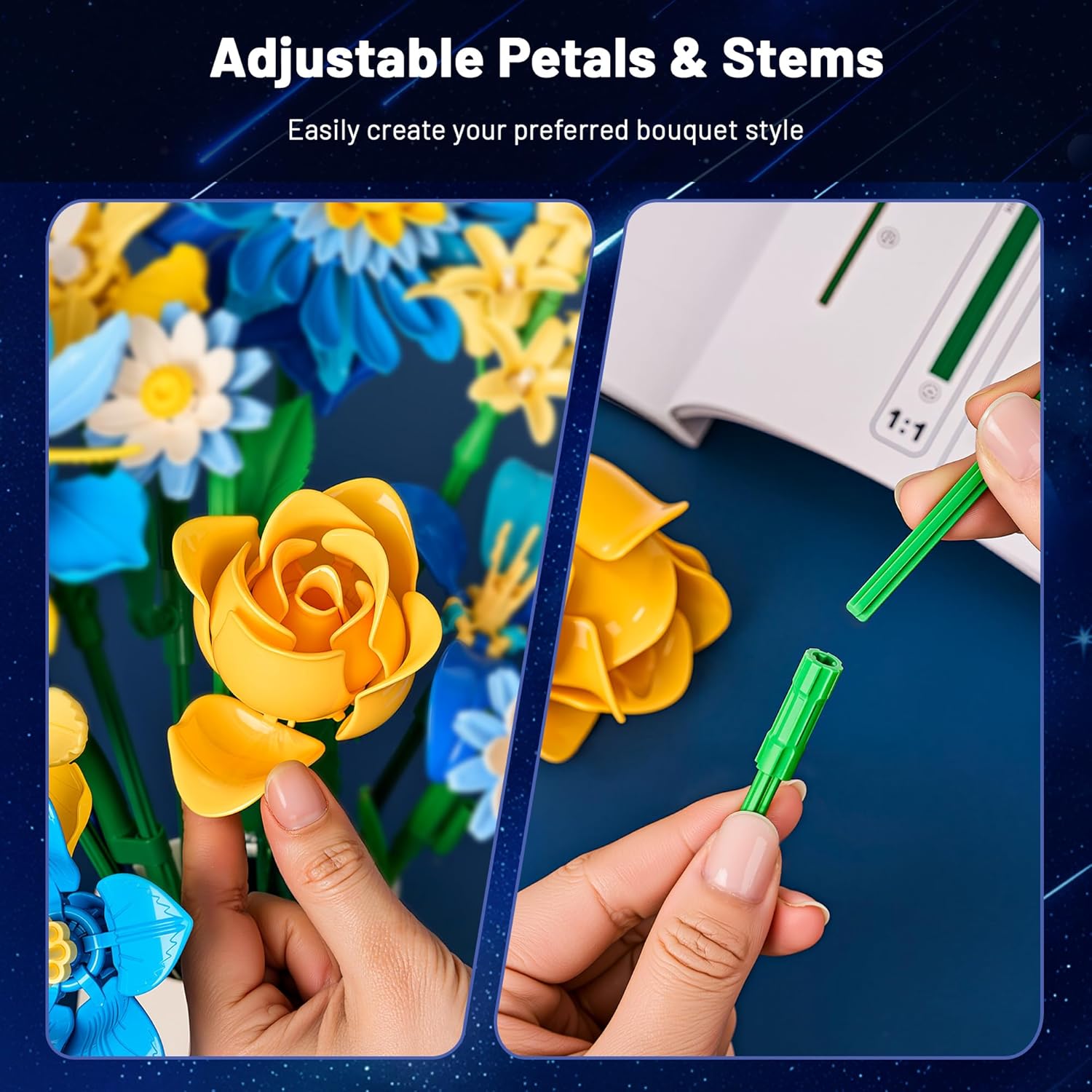 Detalle 2 de EWED Starry Blooms Flowers Bouquet Building Set