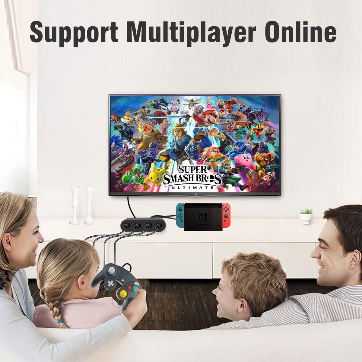 Detalle 2 de Gamecube Controller Adapter for Switch / OLED / Switch 2 (4 Ports) – 6 ft Cable, Turbo & Vibration