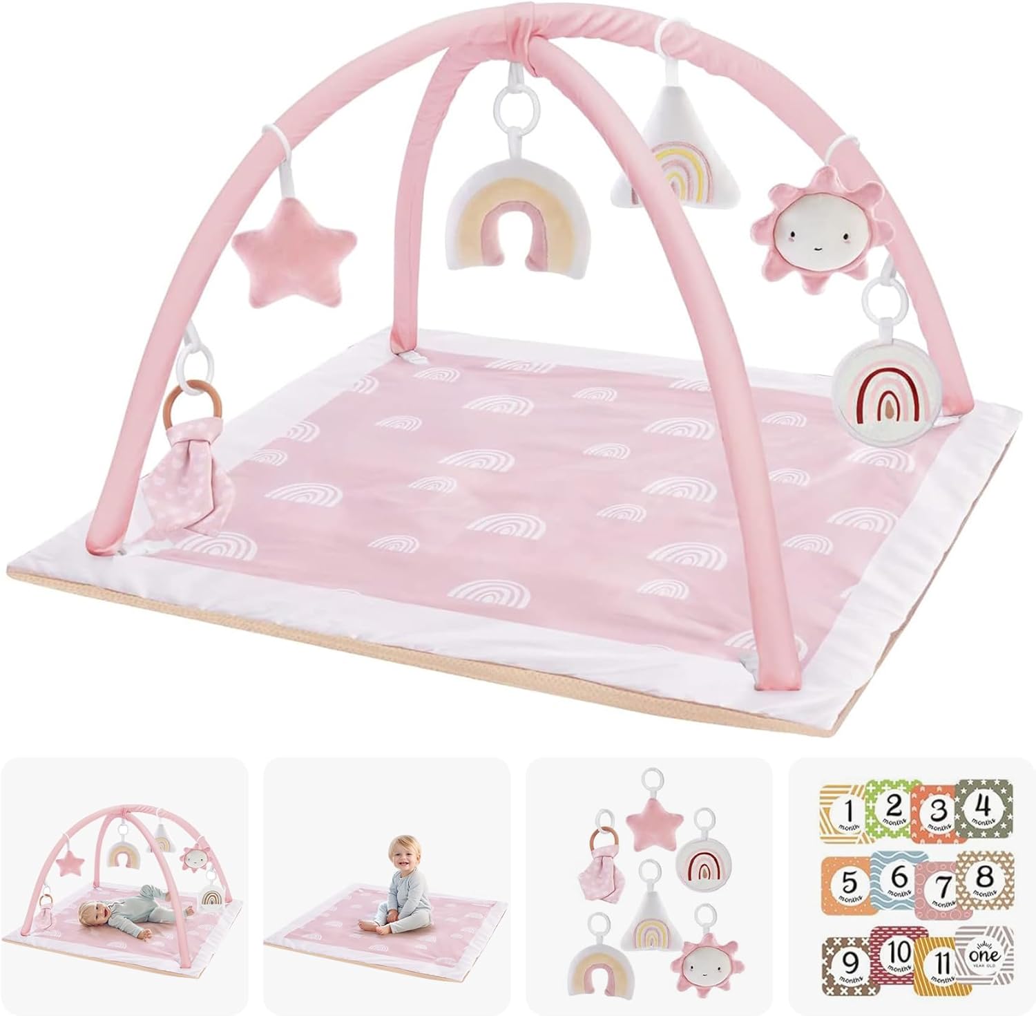 Mallify Spielmatte für Babys mit 6 Spielzeugen
