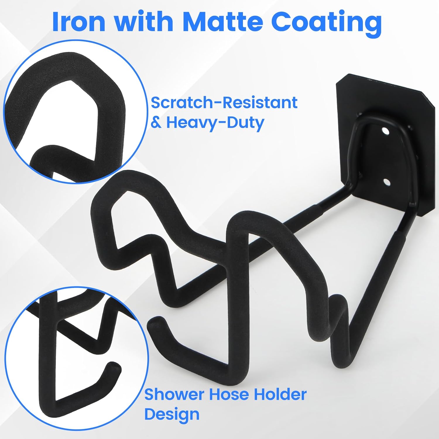 Thumbnail 1 de Tesmotor Heavy Duty Iron Garden Hose Holder – Wall Mounted, Matte Coating, Durable Metal Bracket for Outdoor and Garage
