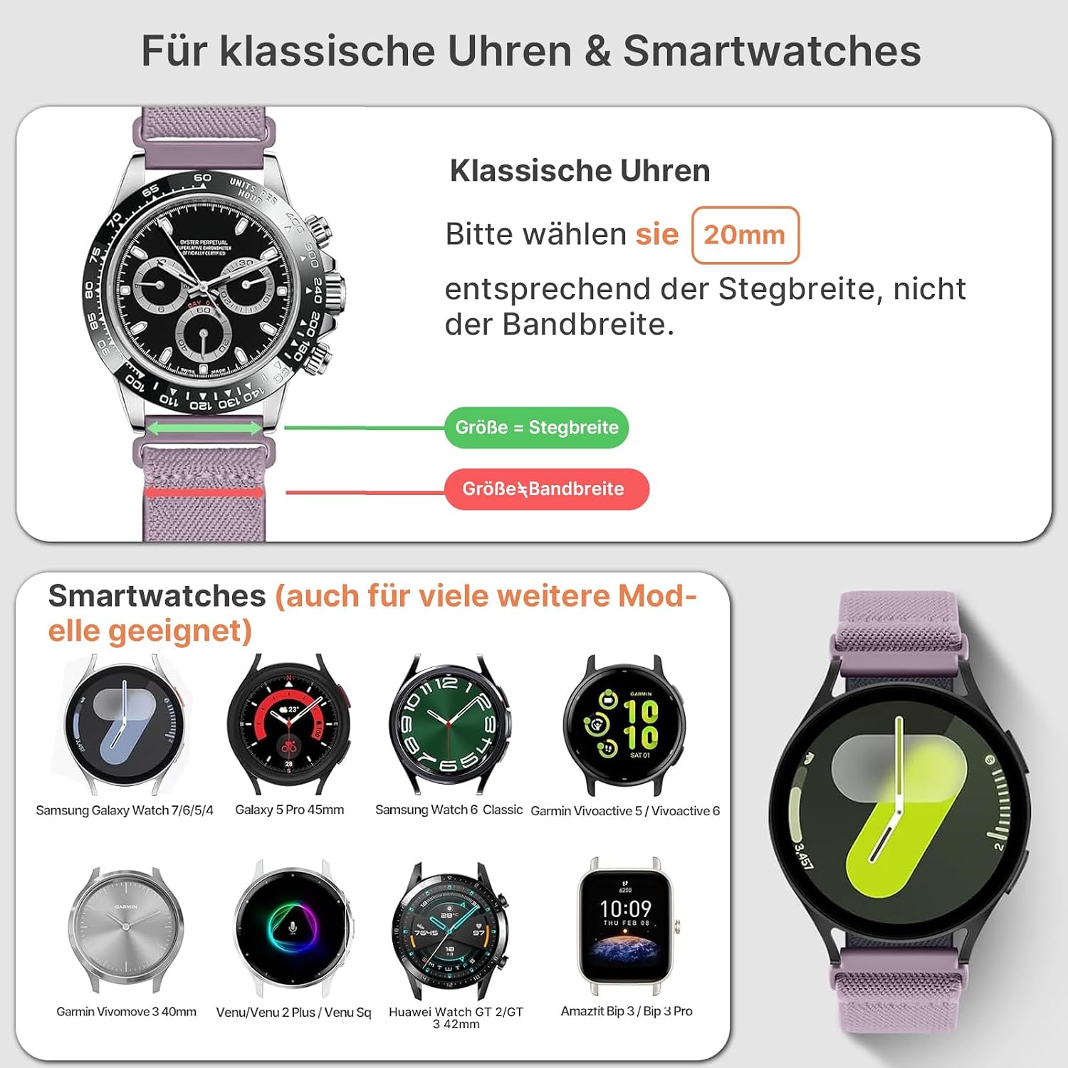 Detalle 2 de Fullmosa Nylon Armband 20mm Wasserabweisend