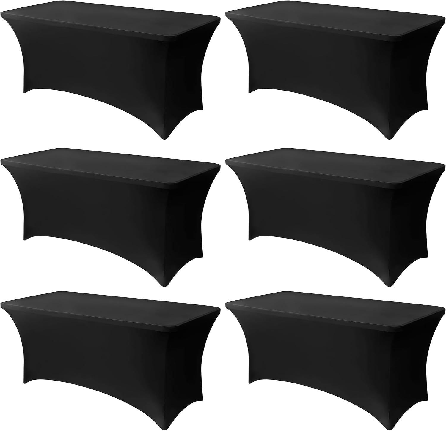 Detalle de Lemict 6FT Black Fitted Stretch Tablecloth (6 Pack) for Rectangular Tables