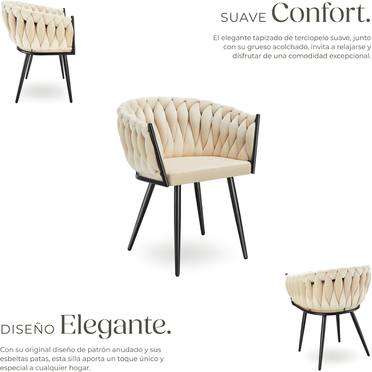 Detalle 2 de TecTake® Juego de 4 Sillas de Comedor Acolchadas