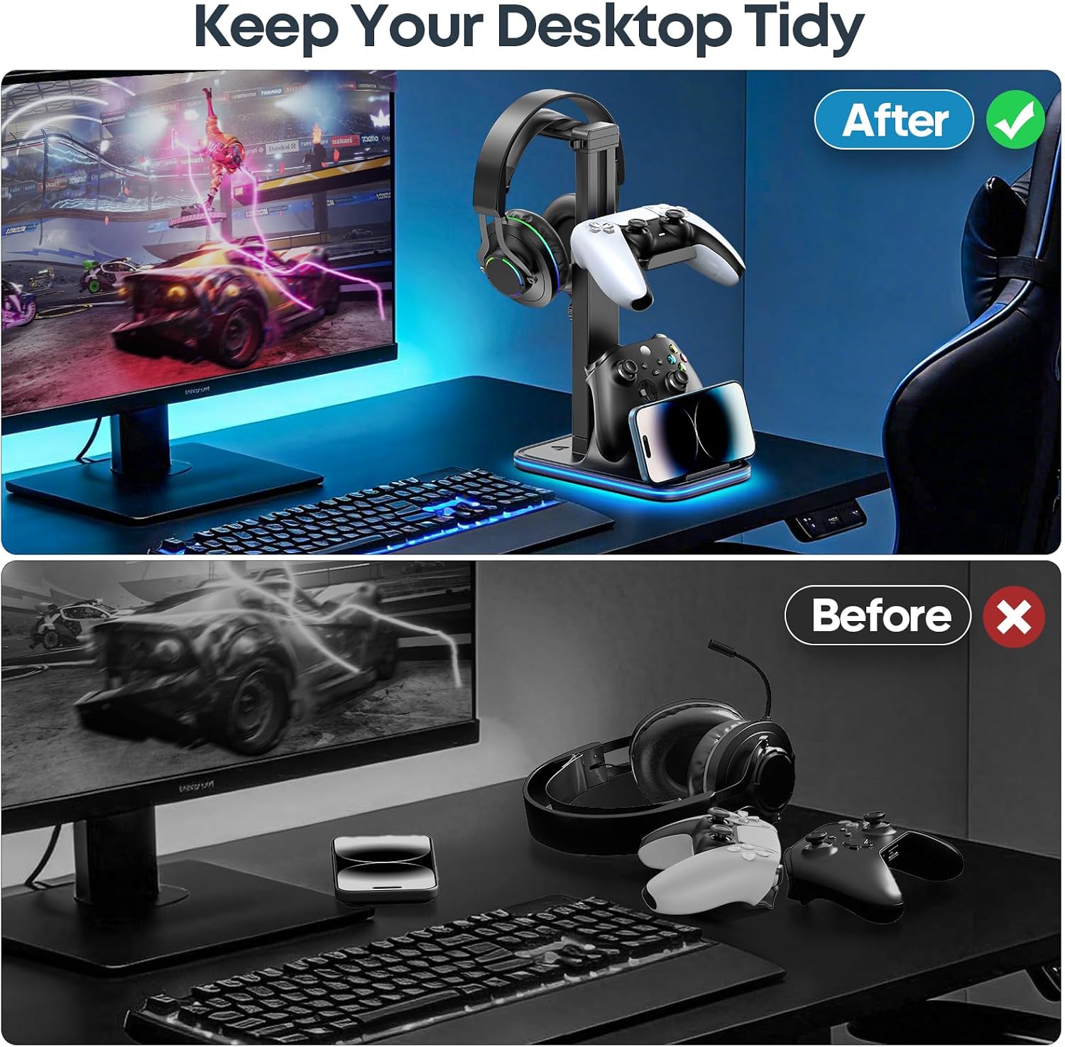 Thumbnail 4 de OIVO VGA DESIGN RGB Controller Stand with Rotatable Headset Holder and Phone Slot