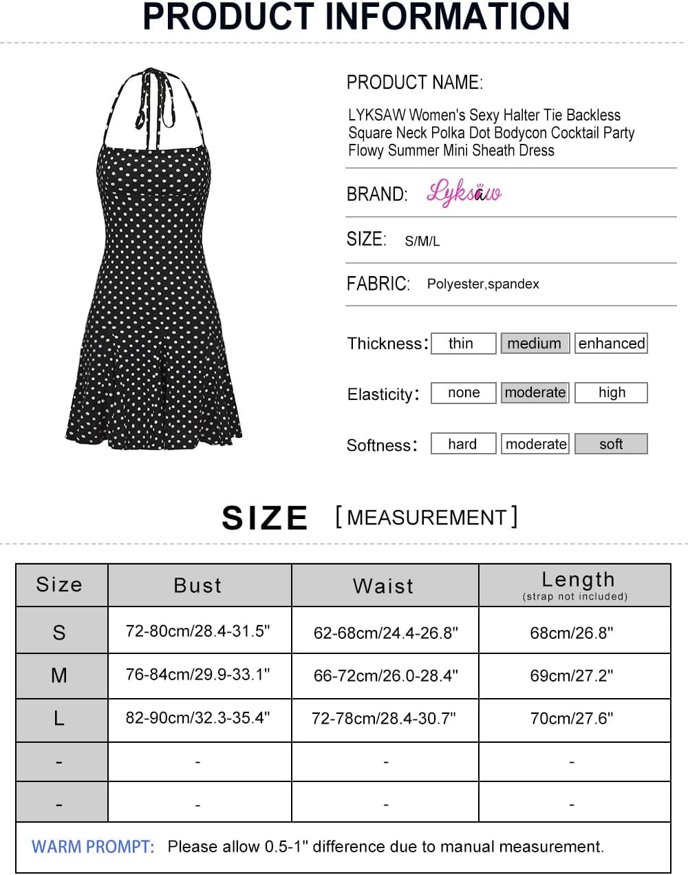 Detalle 1 de LYKSAW Women's Cocktail Dress Polyester