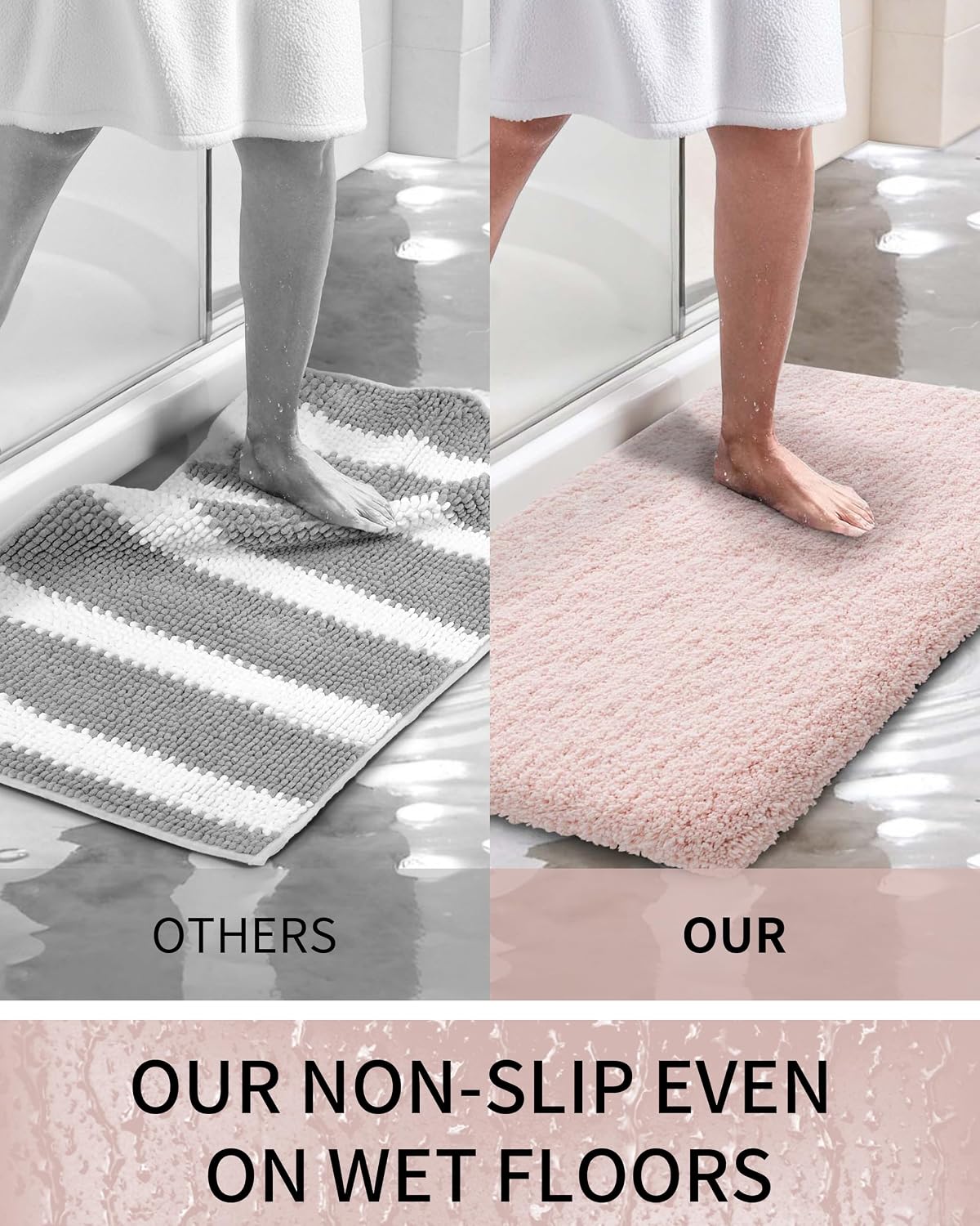 Thumbnail 6 de Ruggnovea 70x24 Ultra Thick Non-Slip Pink Bath Rug
