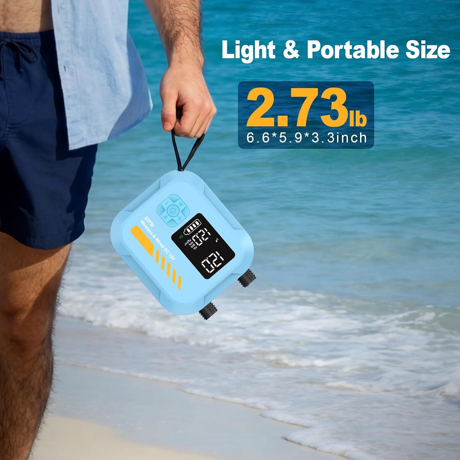 Detalle de Electric Paddle Board Pump Portable: 22 PSI Rechargeable SUP Air Pump with Intelligent Dual Stage Inflation & Deflation