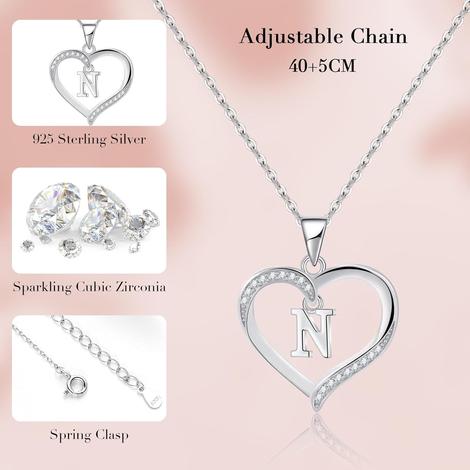 Thumbnail 3 de Cosie Lily Muttertagsgeschenke Halskette 925 Silber mit Herz-Anhänger und Initialen