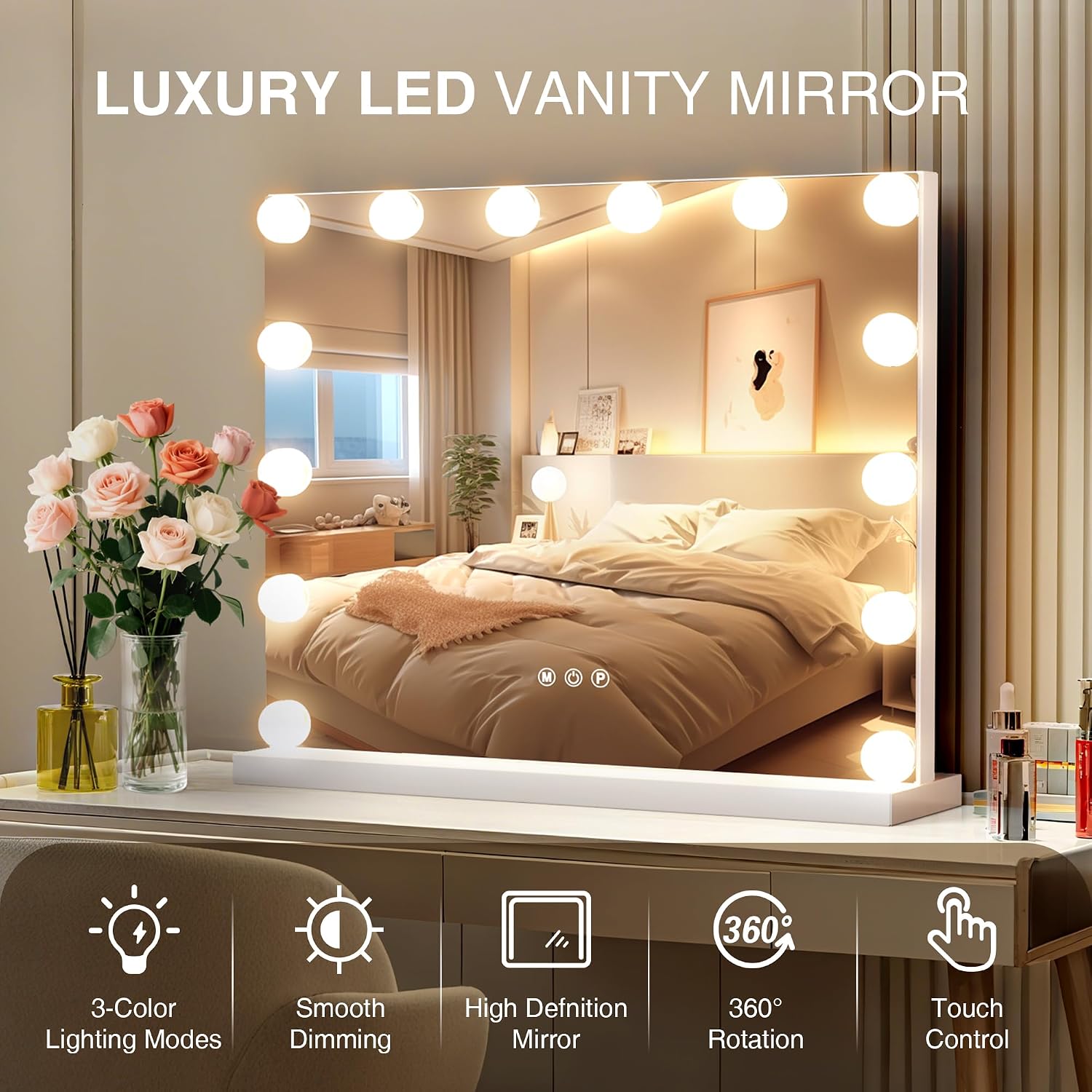 Thumbnail 6 de MEKKLEON Miroir cosmétique Hollywood 52 x 40 cm