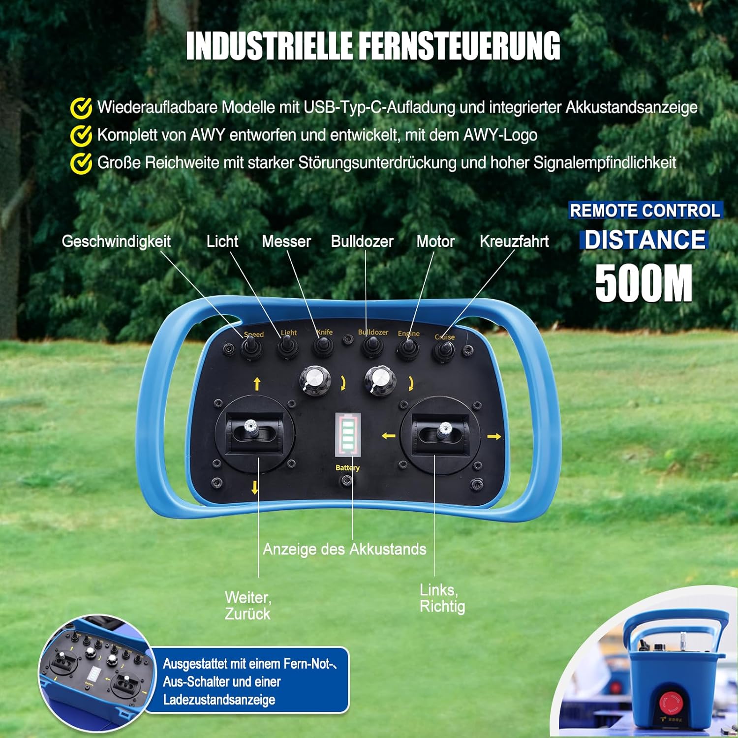 Thumbnail 3 de Mähroboter-Fernsteuerung mit Raupenfahrwerk 4x4 Hybrid - 55 cm Schnittbreite, Steigungsschutz bis 45°
