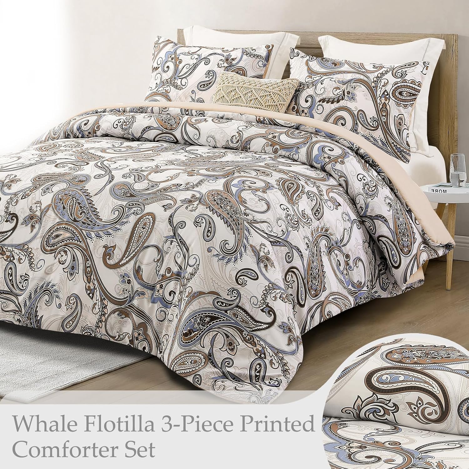 Detalle de Whale Flotilla Coverless King Duvet Set with Patchwork Floral Printed Breathable Comforter