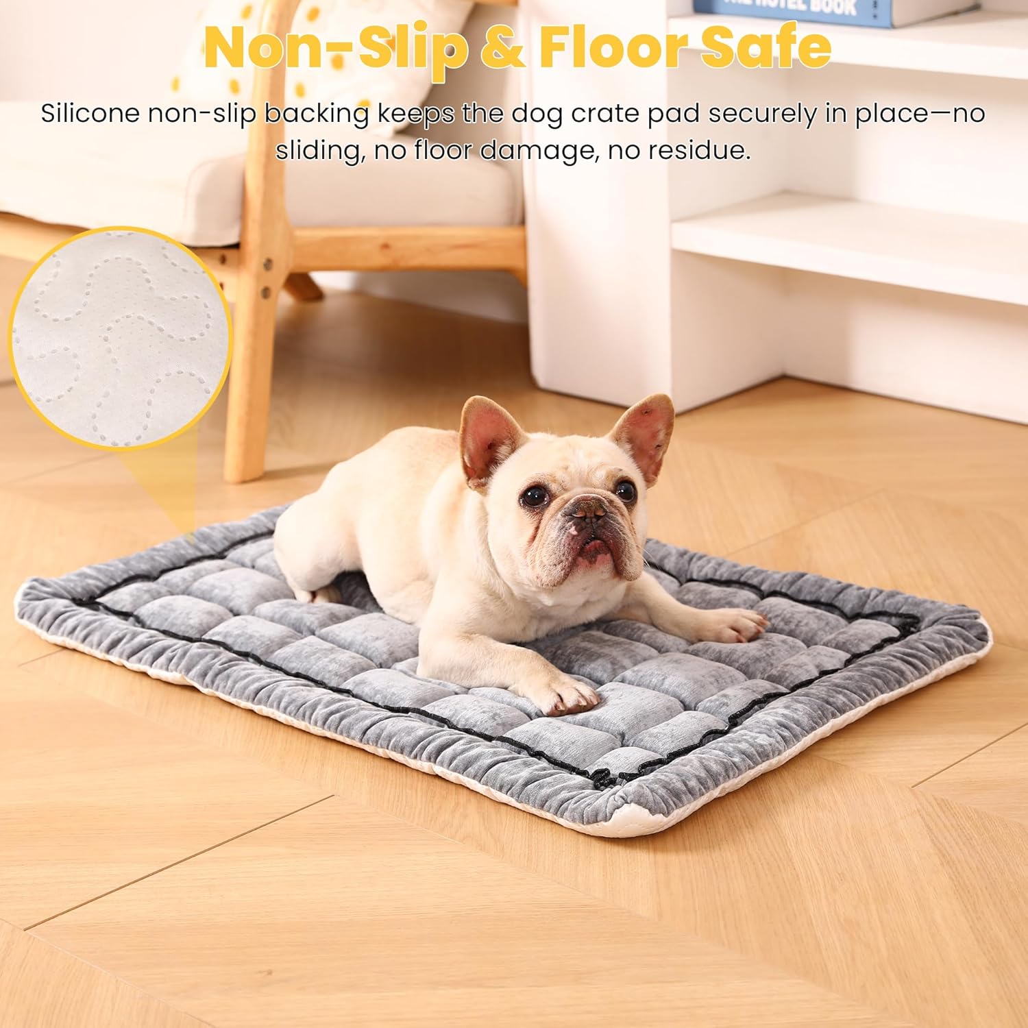 Thumbnail 2 de Dog Bed Mats Crate Pad for All Sized Dogs – Washable, Anti-Slip Cozy Mat (Grey, 30" L x 20" W x 1.5" Th)