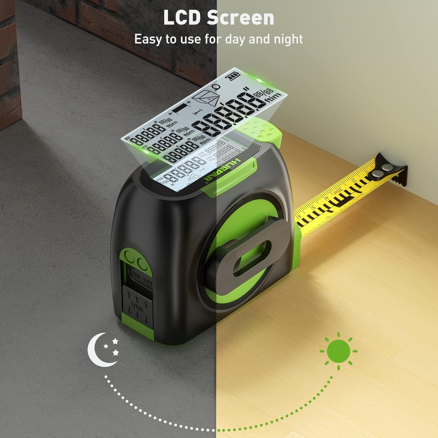 Thumbnail 2 de Huepar Massband Laser Entfernungsmesser 60m