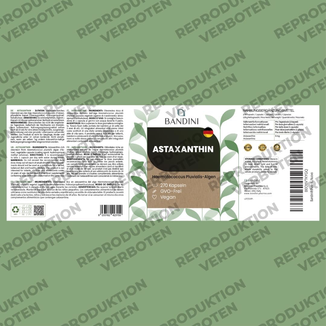 Thumbnail 4 de Bandini Pure Astaxanthin 8 mg, 270 Kapseln