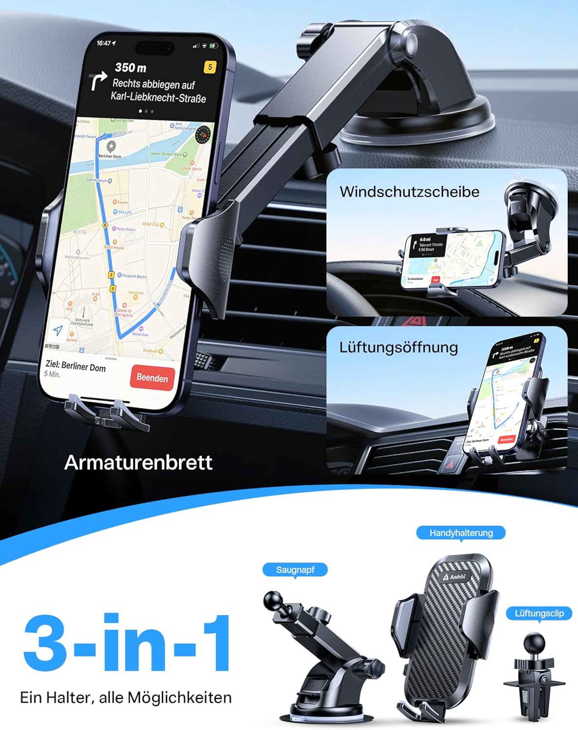 Thumbnail 2 de andobil Handyhalterung Auto 2026 3‑in‑1