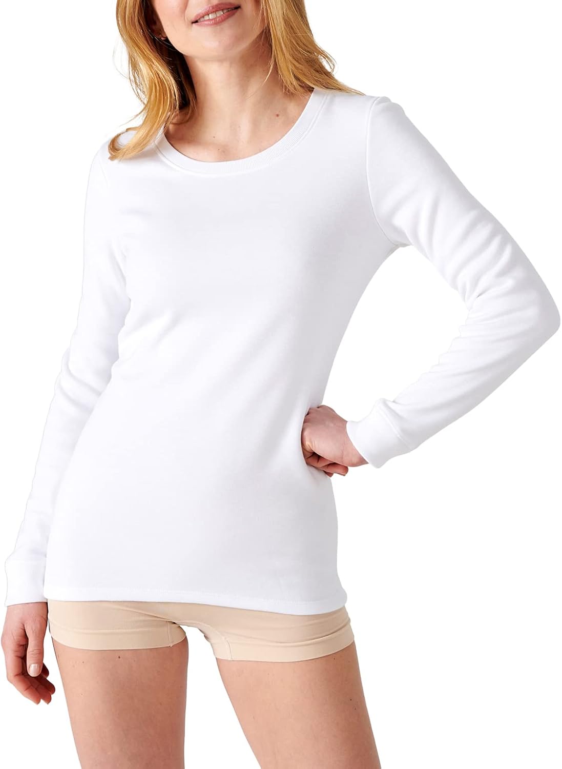 Thumbnail 6 de Damart T-shirt Thermolactyl manches longues Femme en molleton, Gris Chiné / Noir / Blanc