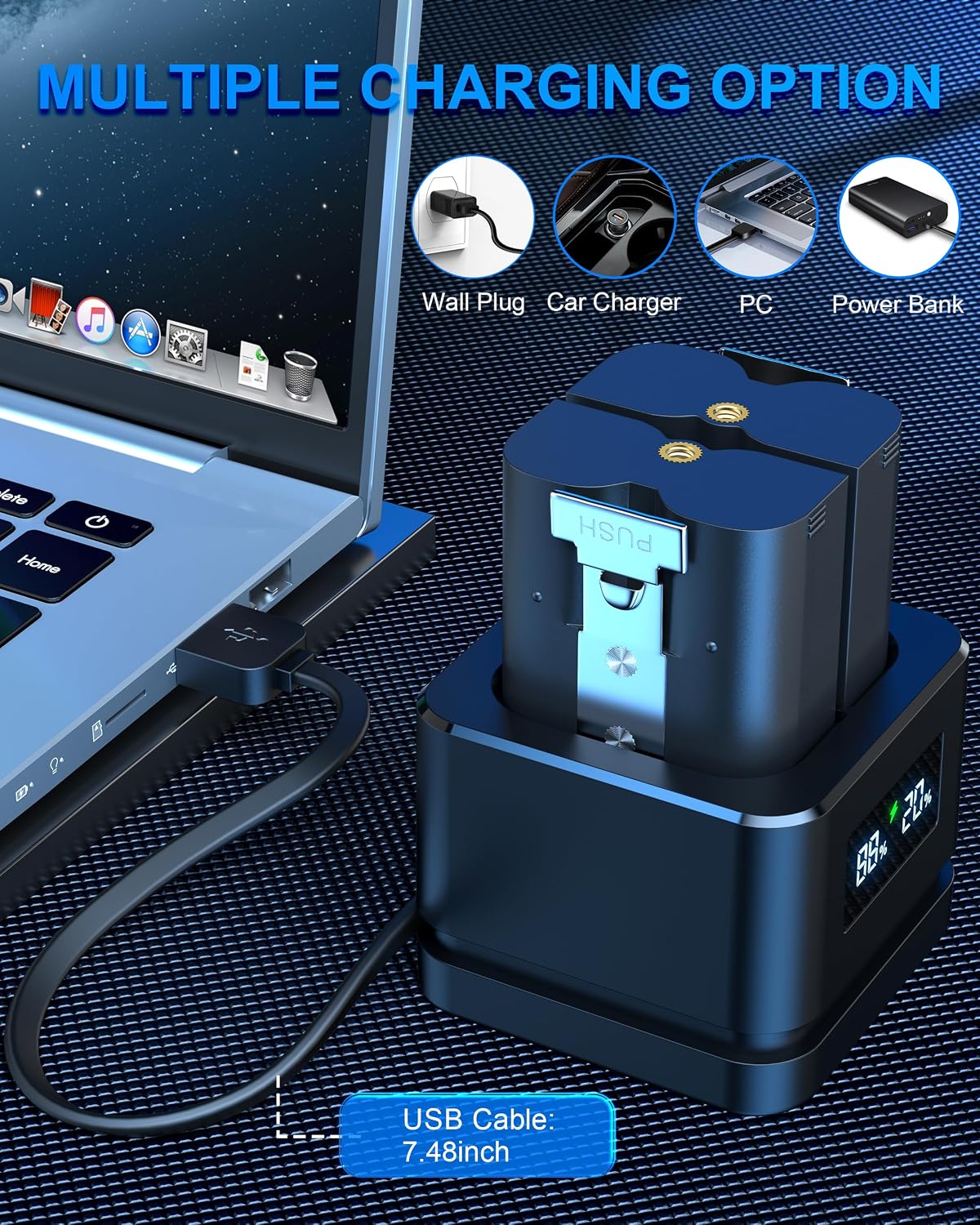 Thumbnail 4 de Loqdivr 2 Batteries and Digital Charging Station for Video Doorbell 2/3/4, Video Doorbell 3 Plus and Battery Cameras