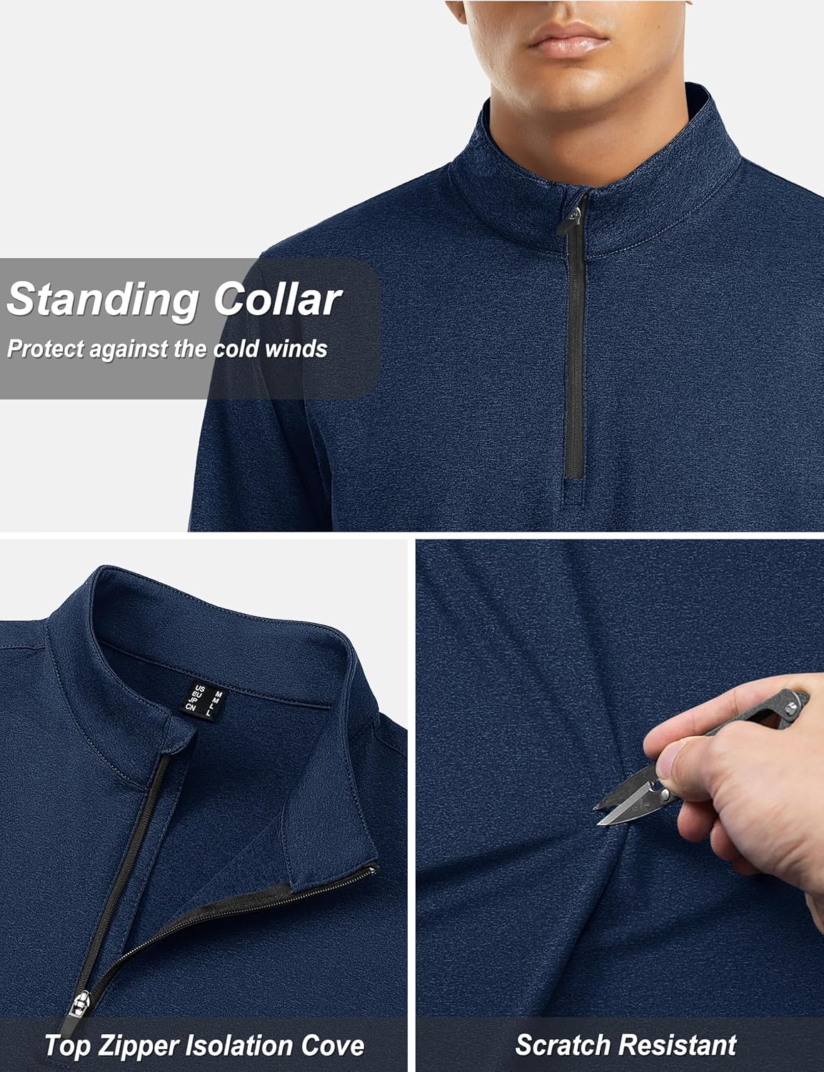 Detalle 2 de TACVASEN Half-Zip Fleece Pullover Herren – Warmes Langarmshirt