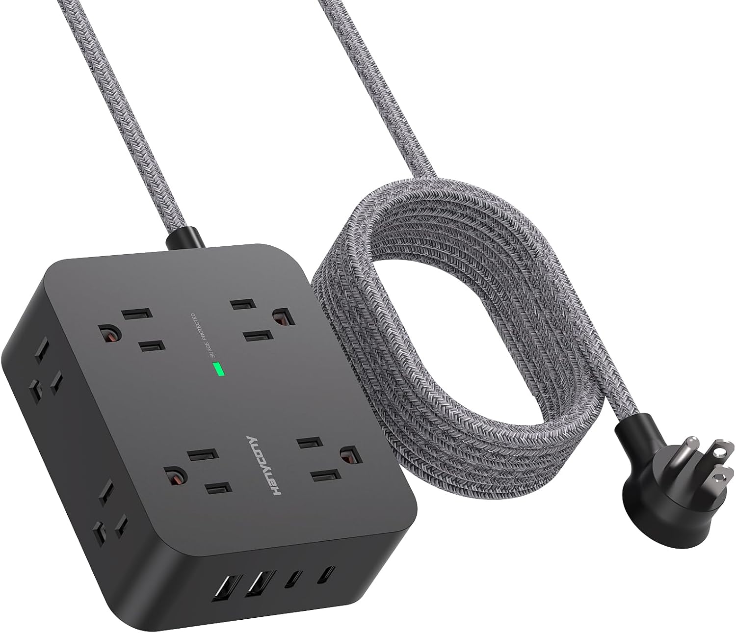 Detalle de HANYCONY HN8U5WC2 Surge Protector Power Strip, 8 Outlets, 4 USB Ports