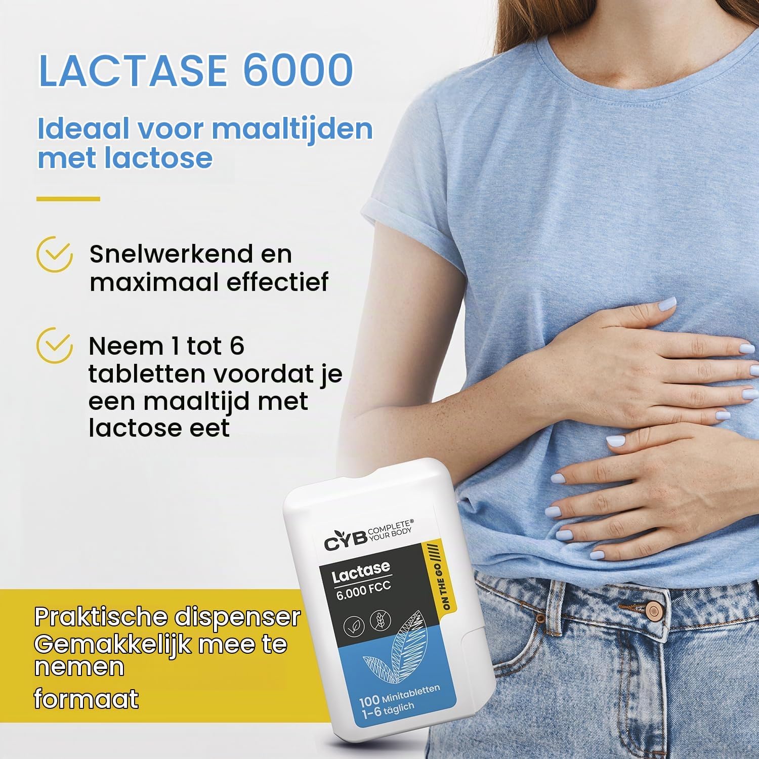 Thumbnail 6 de CYB Complete your Body Lactase 6000 FCC, 100 minitabletten in dispenser