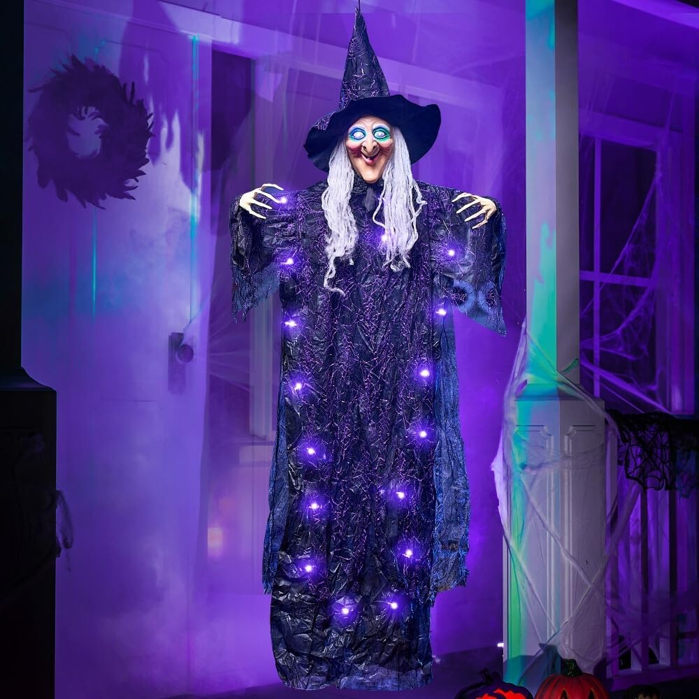 Detalle de JOYIN 11501 72-Inch Hanging Halloween Witch with Lights and Sound Activation