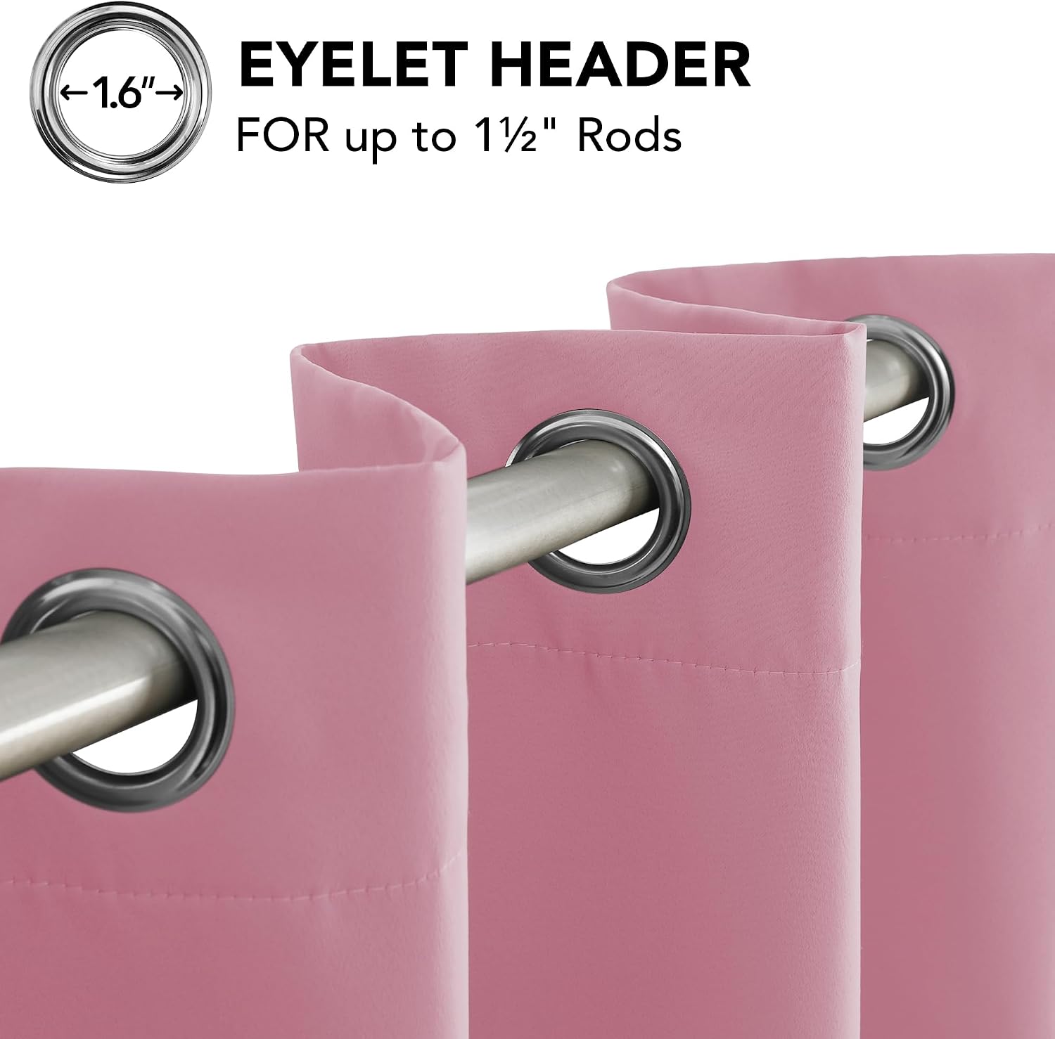 Thumbnail 6 de Deconovo Pink Blackout Thermal Eyelet Curtains (2 Panels) 46 x 54 Inch for Nursery