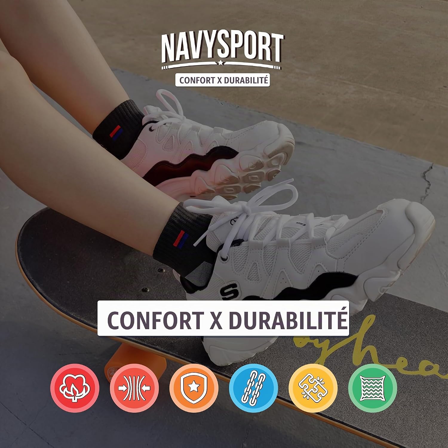 Thumbnail 5 de NAVYSPORT sportsokken voor heren, kwartlang katoen-elastaan, 6 paar