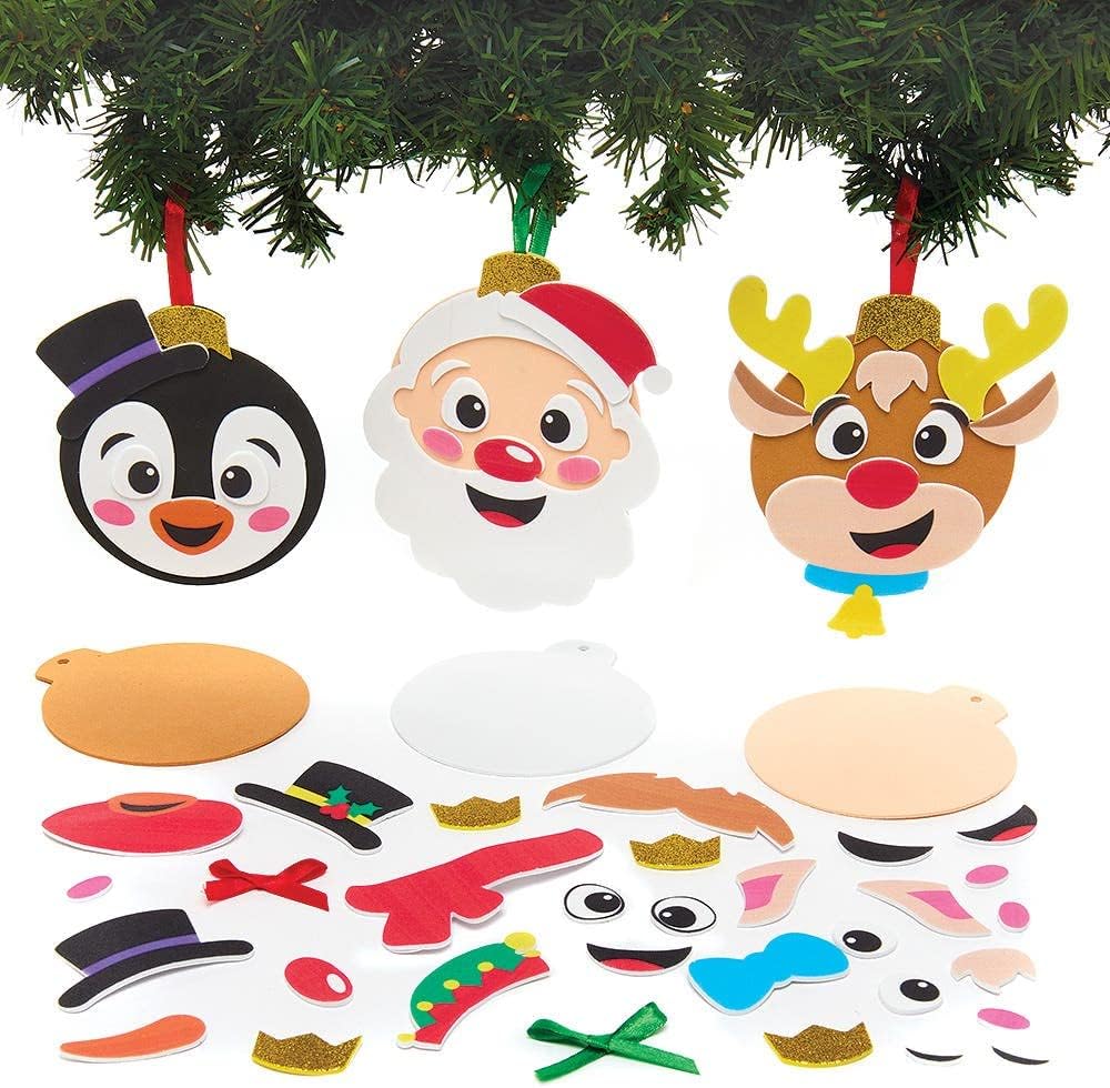 Detalle de Baker Ross FX383 pysselkit för julgranskulor med julfigurer, 8 delar i skum