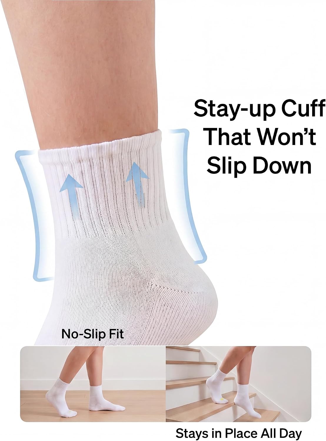 Detalle de HUE Mini Crew Socks for Women (6-Pack) – White, One Size