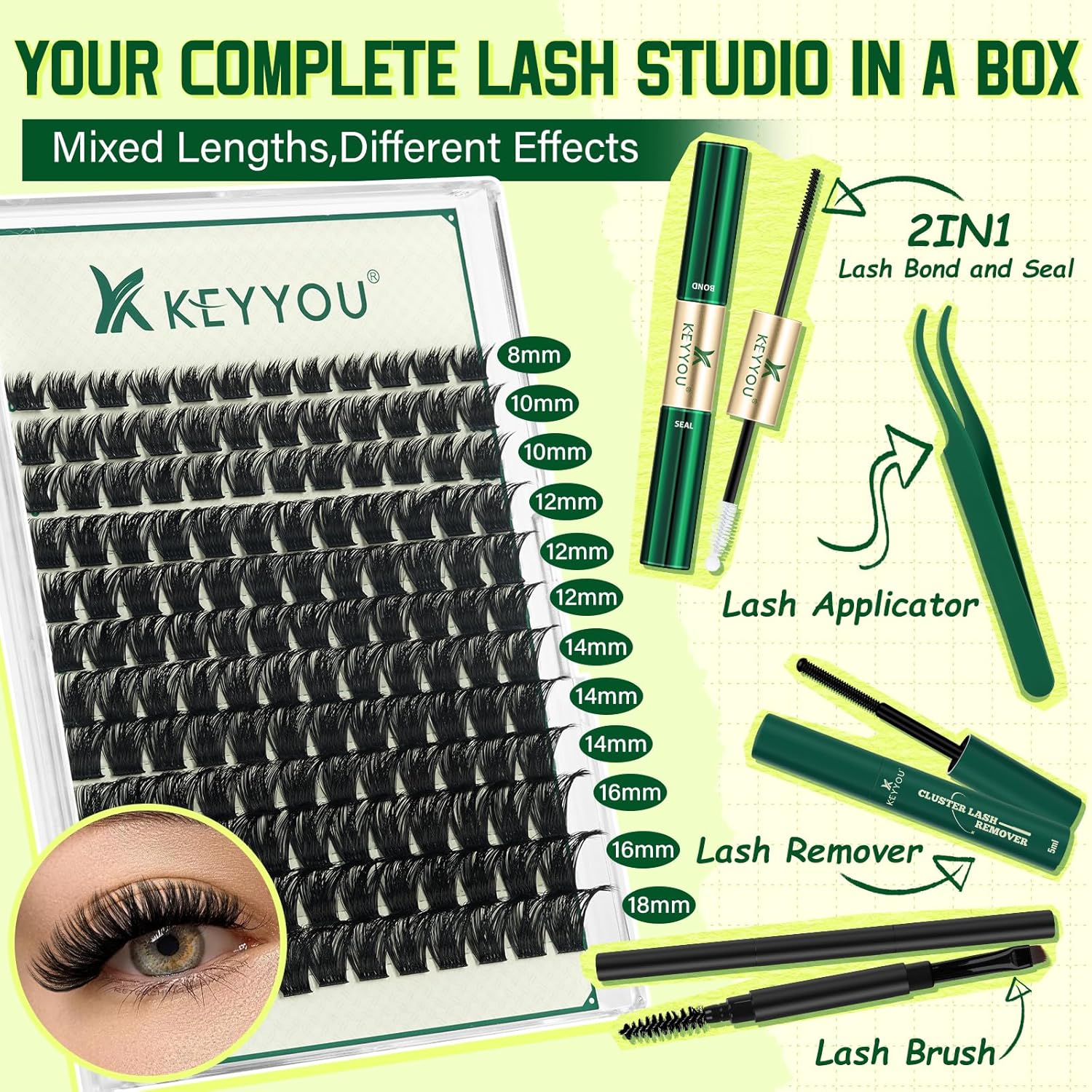 Detalle 2 de KEYYOU Y02 Cluster Lashes 144pcs ๐