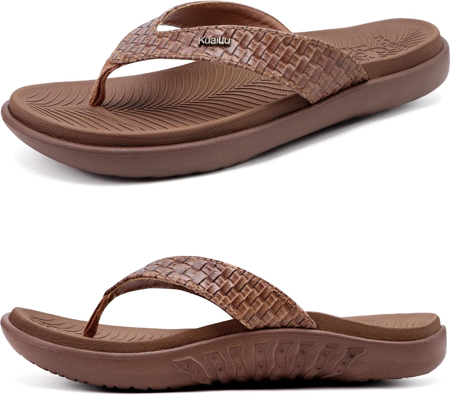 Detalle de KuaiLu Women's Flip Flops with Arch Support – Brown, Size 6